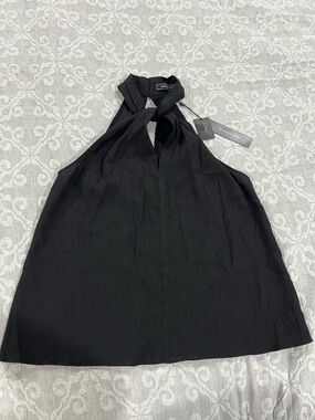 BCBG Black Textured Halter Neck Dress